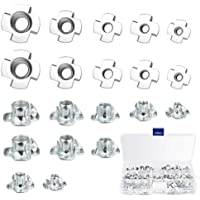 KBNIAN 100 Pcs Tuerca en T de 4 Puntas M3 M4 M5 M6 M8 Tuercas para Madera de Metal Galvanizado Tuerca de Cuatro Puntos…